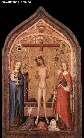 MASTER of Saint Veronica The Man of Sorrow with the Virgin and St Catherine